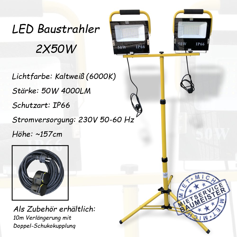 LED-Strahler 2X50W mit Stativ zu vermieten mieten